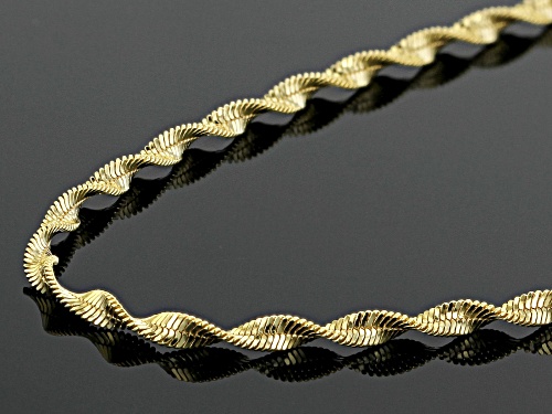 18K Yellow Gold Over Sterling Silver Spiral Herringbone Chain Necklace 20 Inch - Size 20