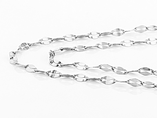 Sterling Silver 3.3MM Oval Rolo Hammered Necklace Chain Set Of Two 18 & 20 Inch