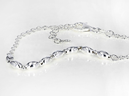 Sterling Silver Bead Bracelet 7 Inch With 1 Inch Extender - Size 7