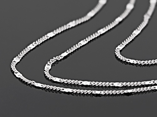 Sterling Silver Multi-Strand Chain Link Necklace 18 Inch - Size 18