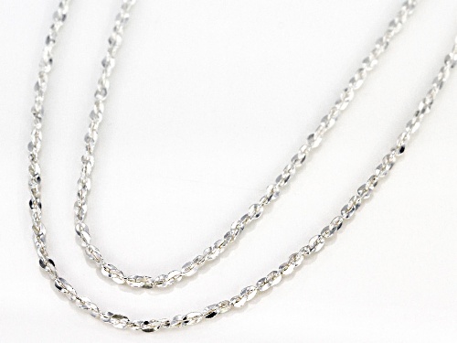 Sterling Silver Flat Rolo Link Chain Necklace Set 20 & 24 Inch