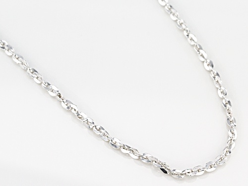 Sterling Silver 1MM Diamond Cut Twisted Oval Rolo Chain Necklace 20 Inch - Size 20