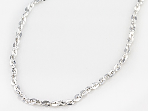 Sterling Silver 1MM Diamond Cut Twisted Oval Rolo Chain Necklace 24 Inch - Size 24