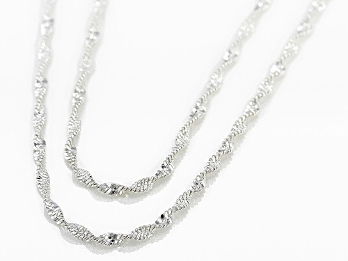 Sterling Silver Twisted Snake Chain Necklace Set 18 & 20 Inch