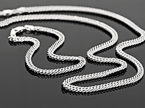 Sterling Silver Link Chain Necklace 18 Inch & Matching Bracelet 7.5 Inch