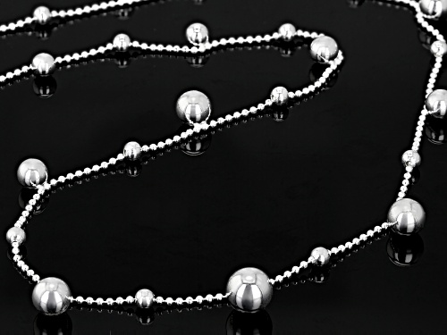 Sterling Silver Bead With Bead Drop Station Chain Necklace 28 Inch - Size 28