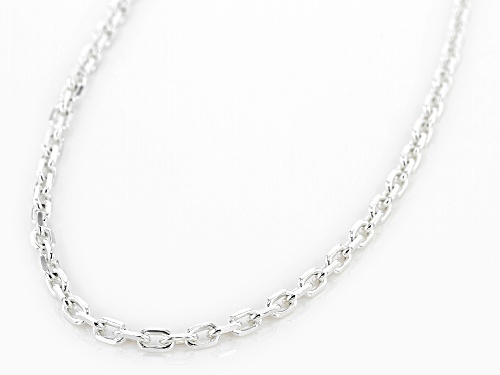 Sterling Silver Diamond Cut Oval Rolo Chain Necklace - Size 18