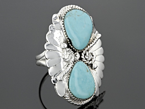 Southwest Style By Jtv™ Pear Shape Kingman Turquoise Sterling Silver Ring - Size 6
