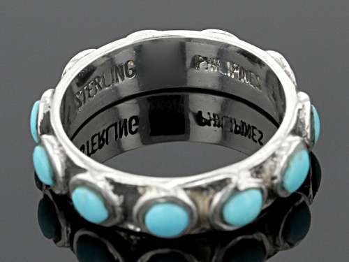 Southwest Style By Jtv™ 3mm Round Cabochon Kingman Turquoise Sterling Silver Eternity Band - Size 8