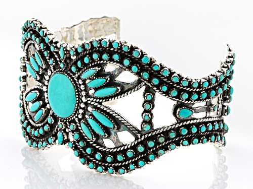 Southwest Style By Jtv™ Round And Marquise Kingman Turquoise Sterling Silver Cuff Bracelet - Size 8
