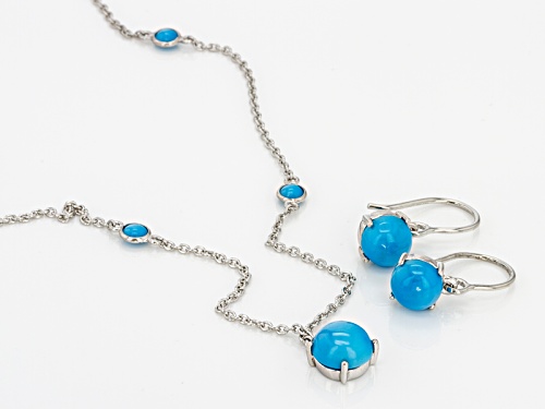 Southwest Style By Jtv™ Sleeping Beauty Turquoise Rhodium Over Silver Necklace & Dangle Earring Set