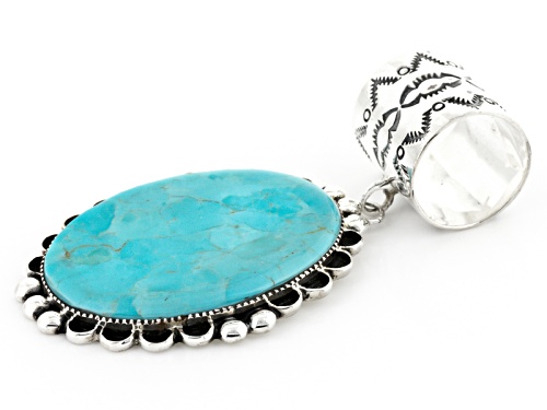 Southwest Style By Jtv™ 38x28mm Oval Kingman Turquoise Sterling Silver Pendant