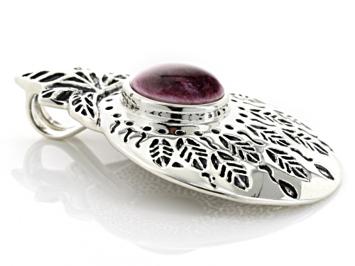 Southwest Style By Jtv™ 12mm Round Purple Spiny Oyster Shell Silver Solitaire Leaf Pendant