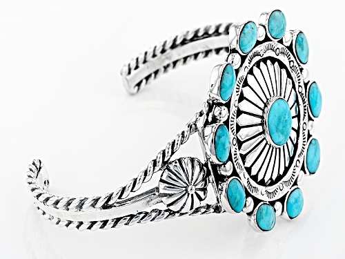 Southwest Style By Jtv™ Oval And Round Blue Turquoise Sterling Silver Cuff Bracelet