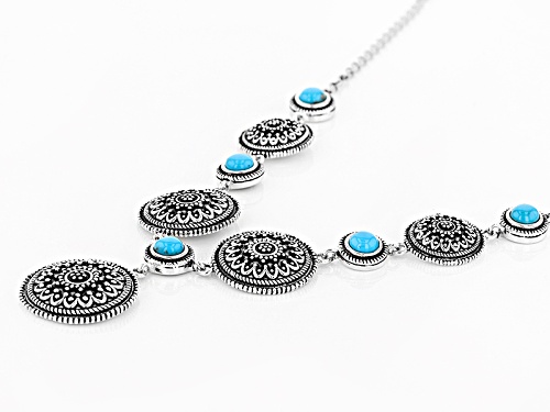 Southwest Style By Jtv™ 5mm Round Turquoise Sterling Silver Graduated Medallion Necklace - Size 18