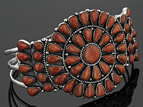 Southwest Style By Jtv™ Pear Shape And Round Red Sponge Coral Sterling Silver Cuff Bracelet
