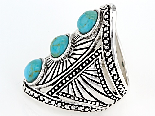 Southwest Style By Jtv™ 6mm Round Turquoise Sterling Silver 3-Stone Ring - Size 6