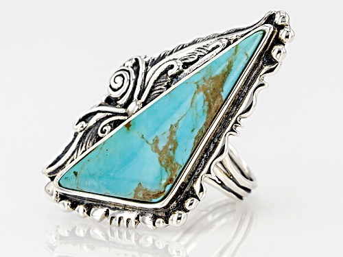 Southwest Style By Jtv™ Fancy Triangle Shape Kingman Turquoise Sterling Silver Solitaire Ring - Size 5