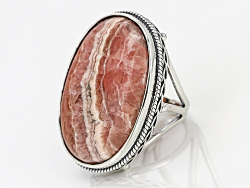 Southwest Style By Jtv™ 34x24mm Oval Cabochon Rhodochrosite Sterling Silver Solitaire Ring - Size 6