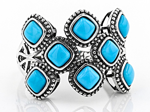 Southwest Style By Jtv™ 4mm Square Cushion Sleeping Beauty Turquoise Sterling Silver Ring - Size 5