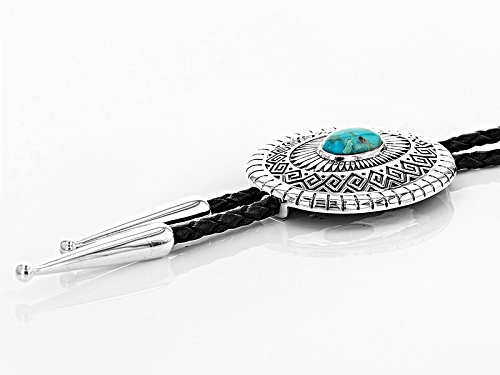 Southwest Style By Jtv™ 12x8mm Oval Turquoise Sterling Silver And Genuine Leather Bolo Necklace - Size 30