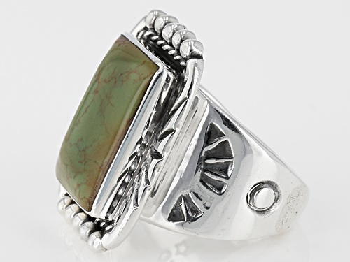 Southwest Style By Jtv™ 17x12mm Rectangular Green Turquoise Sterling Silver Solitaire Ring - Size 8