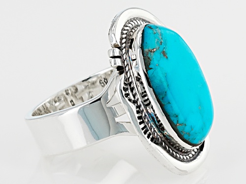 Southwest Style By Jtv™ 18x13mm Oval Kingman Turquoise Sterling Silver Solitaire Ring - Size 6