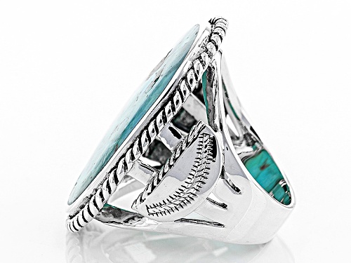 Southwest Style By Jtv™ 27x20mm Oval Mosaic Turquoise Sterling Silver Solitaire Ring - Size 5