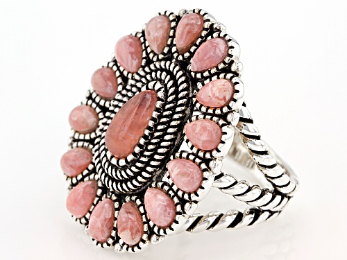 Southwest Style By Jtv™ 9x4mm And 5x3mm Pear Shape Rhodochrosite Sterling Silver Ring - Size 4