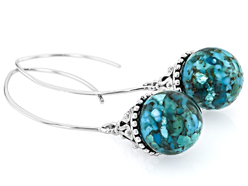 Southwest Style By Jtv™ 12mm Round Turquoise Rhodium Over Sterling Silver Dangle Earrings