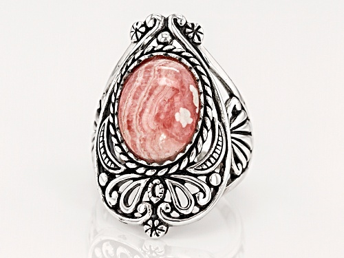 Southwest Style By Jtv™ 14x10mm Oval Cabochon Rhodochrosite Sterling Silver Solitaire Ring - Size 6
