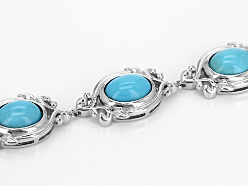 Southwest Style By Jtv™ 8x6mm Oval Cabochon Sleeping Beauty Turquoise Silver 5-Stone Bracelet - Size 8