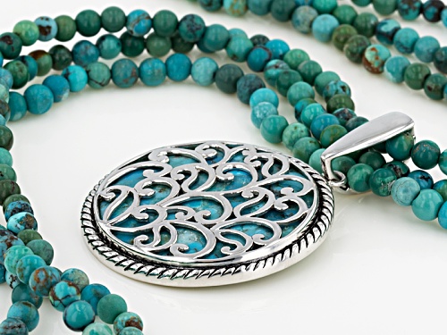 Southwest Style By Jtv™ Turquoise Bead 3-Strand Silver Necklace With Turquoise Silver Enhancer - Size 18