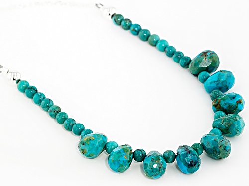 Southwest Style By Jtv™ 4mm Round Bead With 10x7mm Briolette Turquoise Sterling Silver Necklace - Size 18