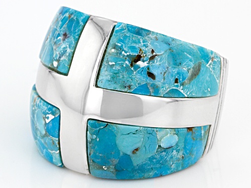 Southwest Style By Jtv™ 15.5x8mm Cabochon Turquoise Sterling Silver Band Ring - Size 6