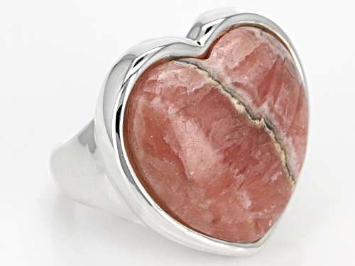 Southwest Style By Jtv™ 20mm Heart Shape Cabochon Rhodochrosite Sterling Silver Ring - Size 5
