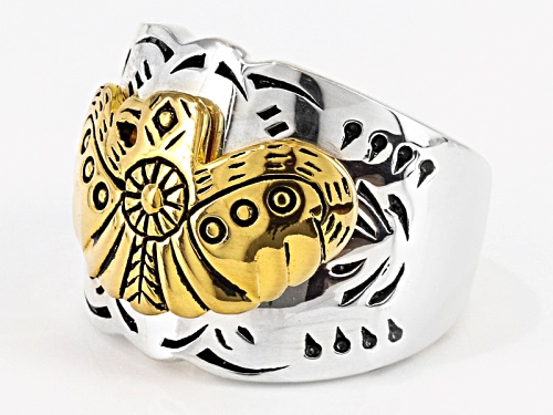 Southwest Style By Jtv™ Sterling Silver And 18k Yellow Gold Over Silver Eagle Two-Tone Band Ring - Size 5