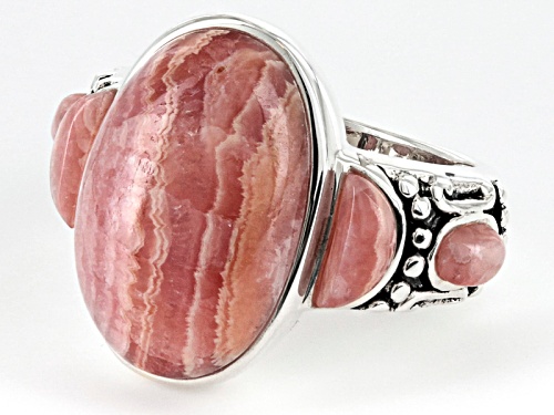 Southwest Style By Jtv™ Oval And Crescent Shape Cabochon Rhodochrosite Sterling Silver Ring - Size 5