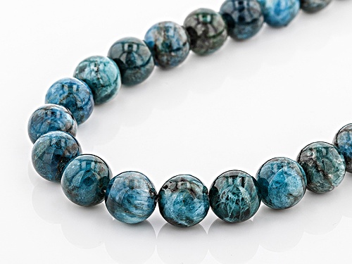 Southwest Style By Jtv™ 10mm Round Blue Apatite Strand Sterling Silver Bead Necklace - Size 18