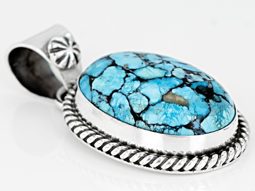 Southwest Style By Jtv™ Oval Cabochon Lace Matrix Turquoise Sterling Silver Pendant