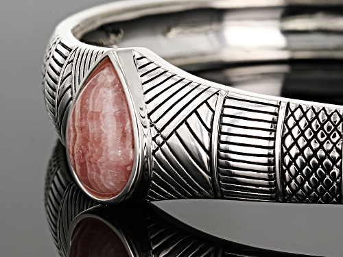 Southwest Style by JTV™ 16x11mm pear shape cabochon rhodochrosite sterling silver cuff bracelet - Size 8