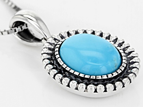 Southwest Style by JTV™ 10x8mm oval Sleeping Beauty turquoise sterling silver pendant with chain
