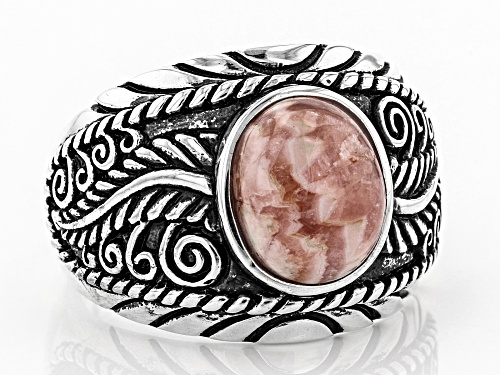 Southwest Style by JTV™ 10x8mm oval cabochon rhodochrosite solitaire sterling silver ring - Size 7