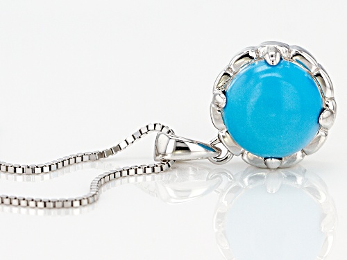 Southwest Style by JTV™ 10mm round Sleeping Beauty turquoise rhodium over silver pendant with chain
