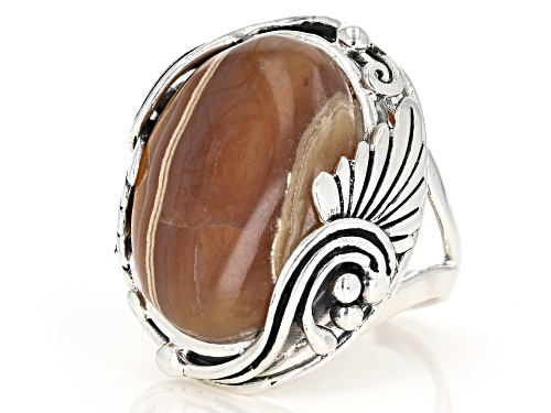 Southwest Style by JTV™ 25x18mm caramel rhodochrosite cabochon sterling silver solitaire ring - Size 6
