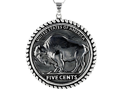 Southwest Style by JTV™ sterling silver reversible coin pendant with chain