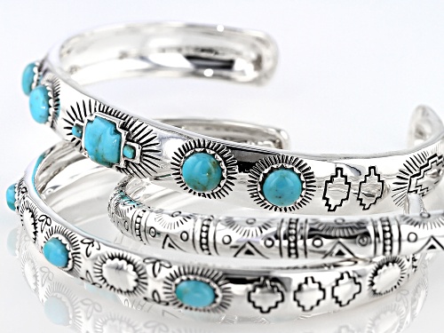 Southwest Style by JTV™ Blue Composite Turquoise Sterling Silver Cuff Bracelet Set of 3