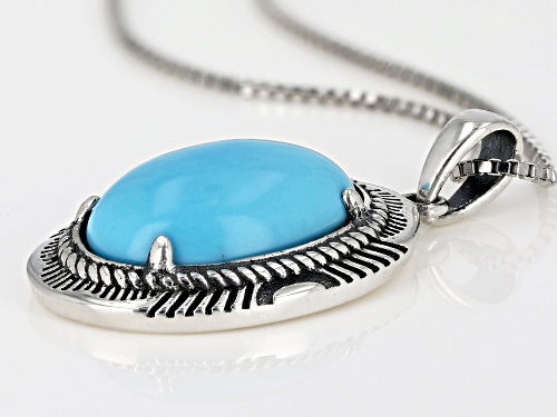 Southwest Style by JTV™14x10mm Sleeping Beauty turquoise rhodium over silver pendant w/chain