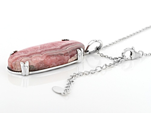 Southwest Style By JTV™ Elongated Oval Rhodochrosite Sterling Silver Pendant With Chain