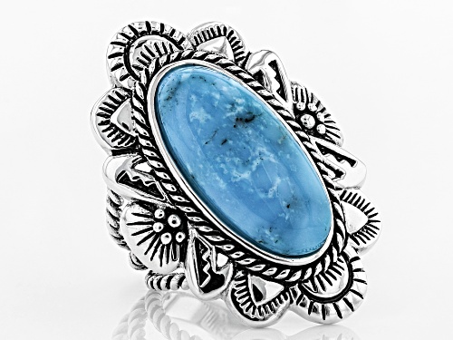 Southwest Style By JTV™ 22x10mm Oval Turquoise Sterling Silver Solitaire Ring - Size 6